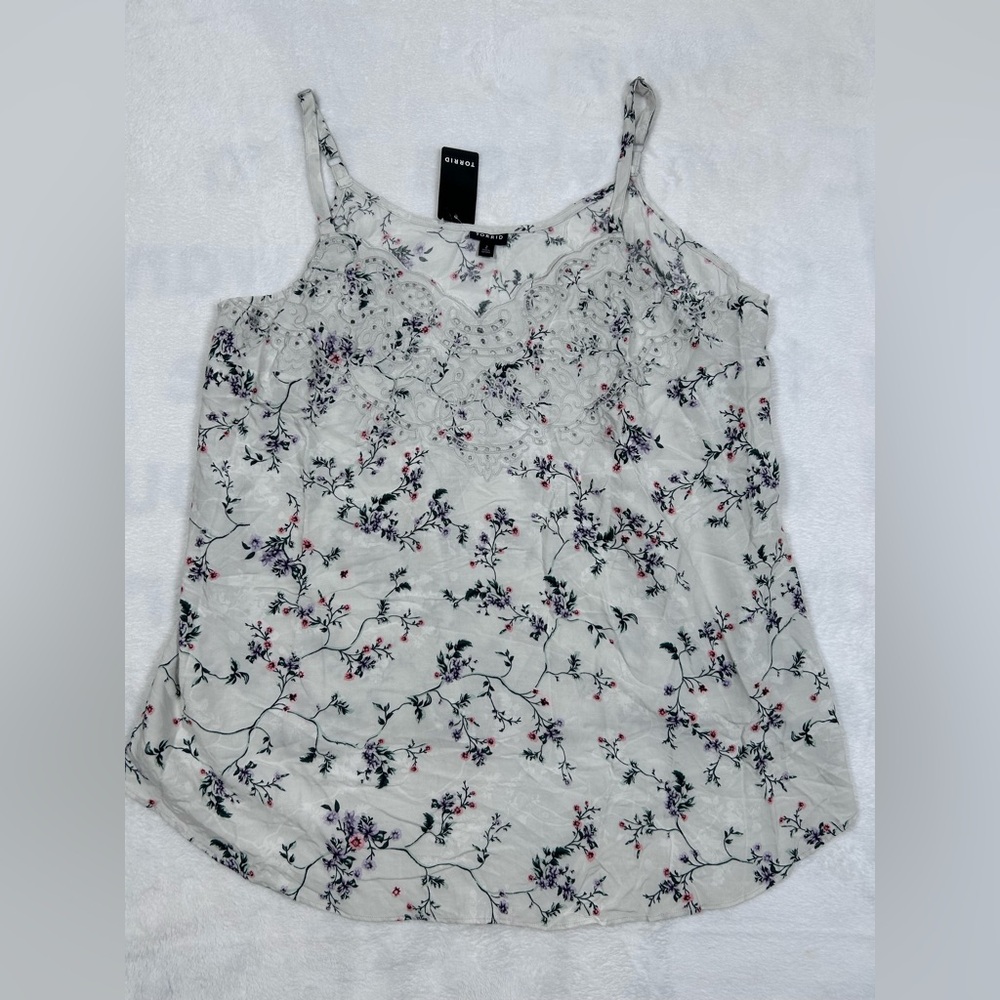 Torrid Floral Cami Top Women’s Size 2XL Gray Sleeveless Plus Size